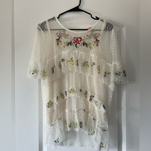 Lace floral embroidered top